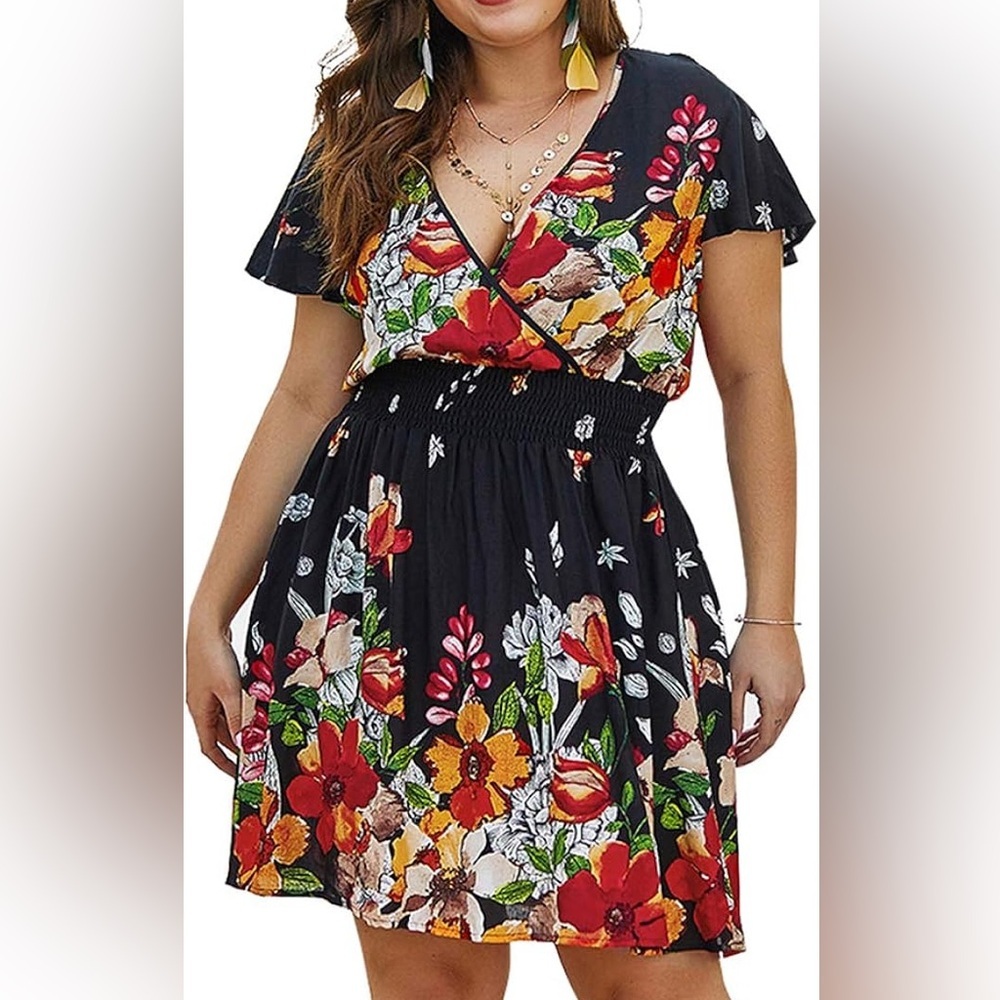 Luna Tuccini Black Floral Mini Dress